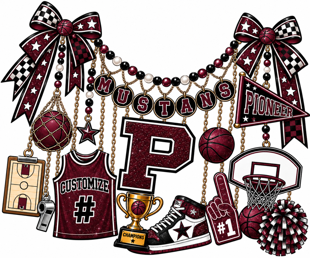 Mustang Basketball Chain & Bows