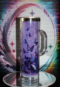 20oz Stainless steel snow globe tumbler with handle / Butterfly