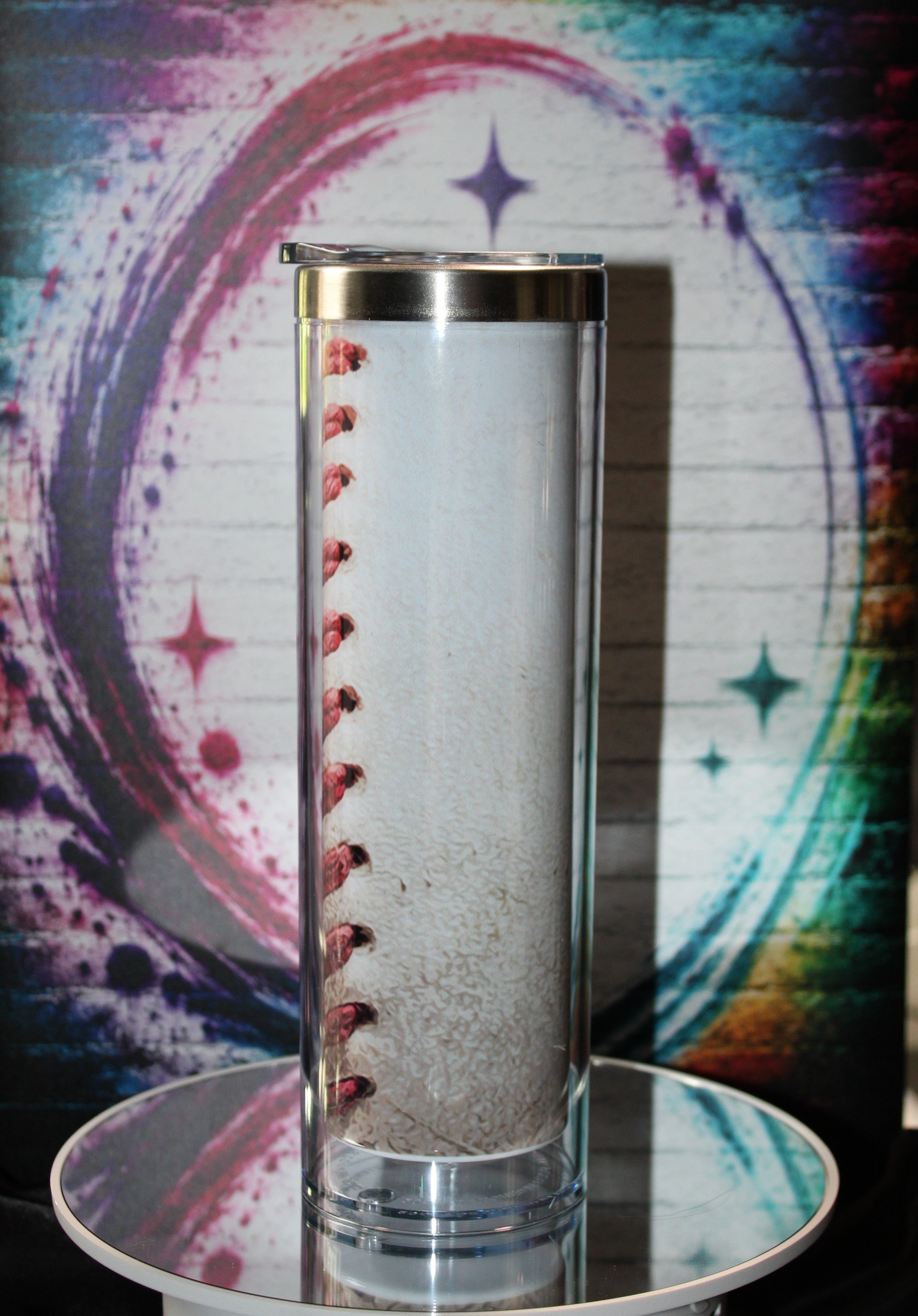 20oz Stainless steel snow globe tumbler / Bseball