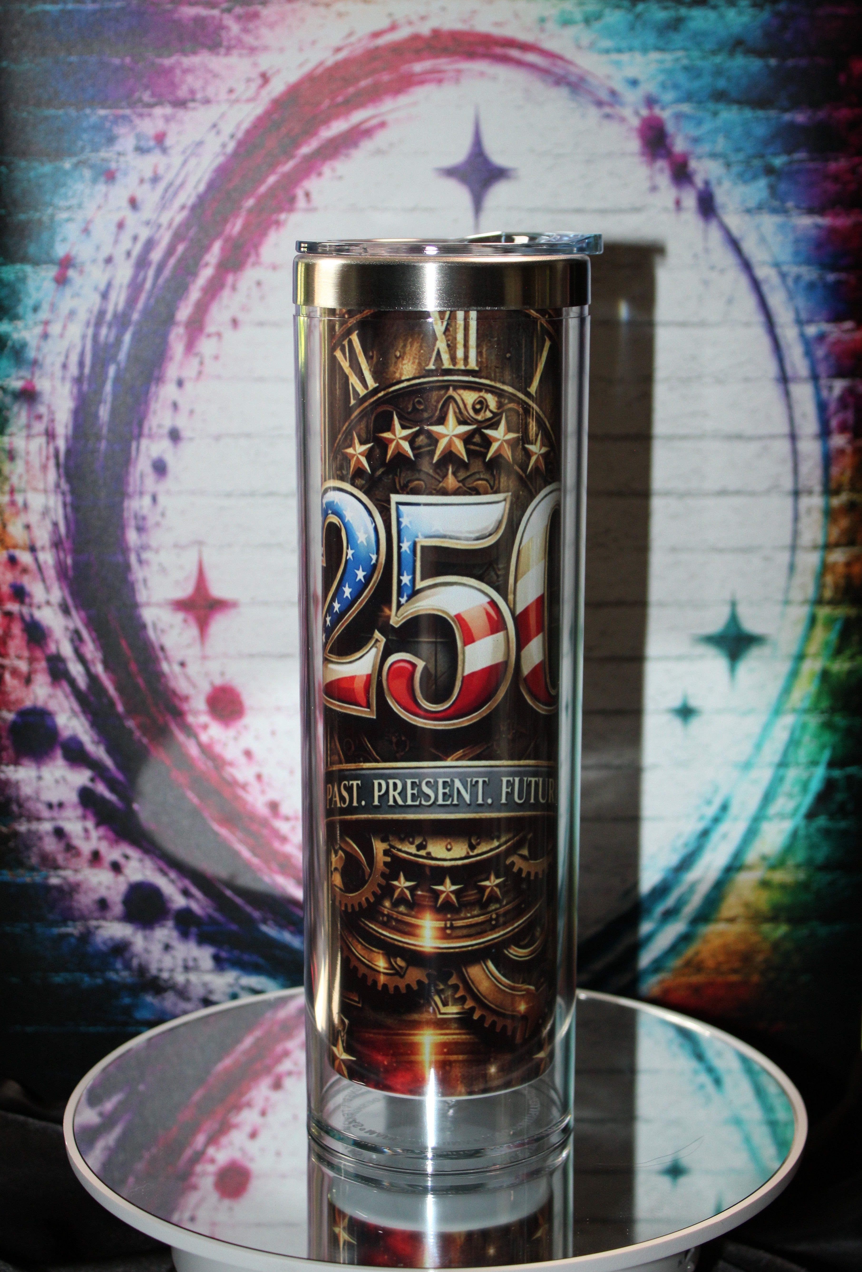 20oz Stainless steel snow globe tumbler / America 250