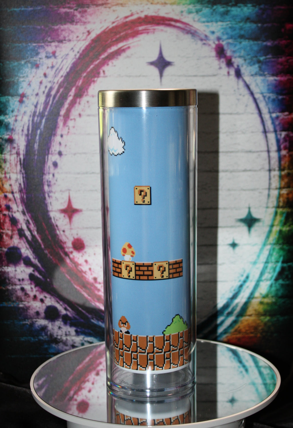 20oz Stainless steel snow globe tumbler / Mario