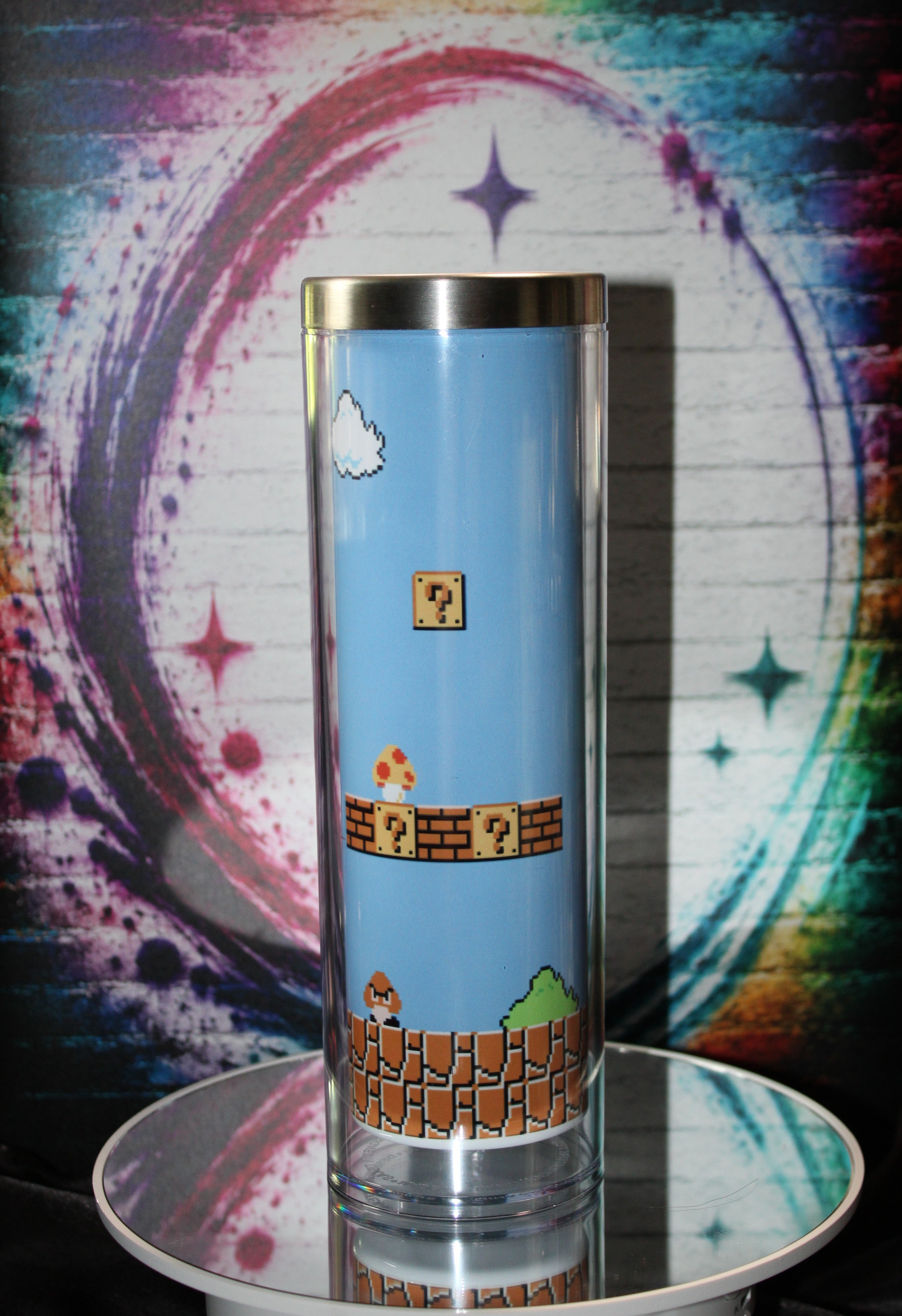 20oz Stainless steel snow globe tumbler / Mario