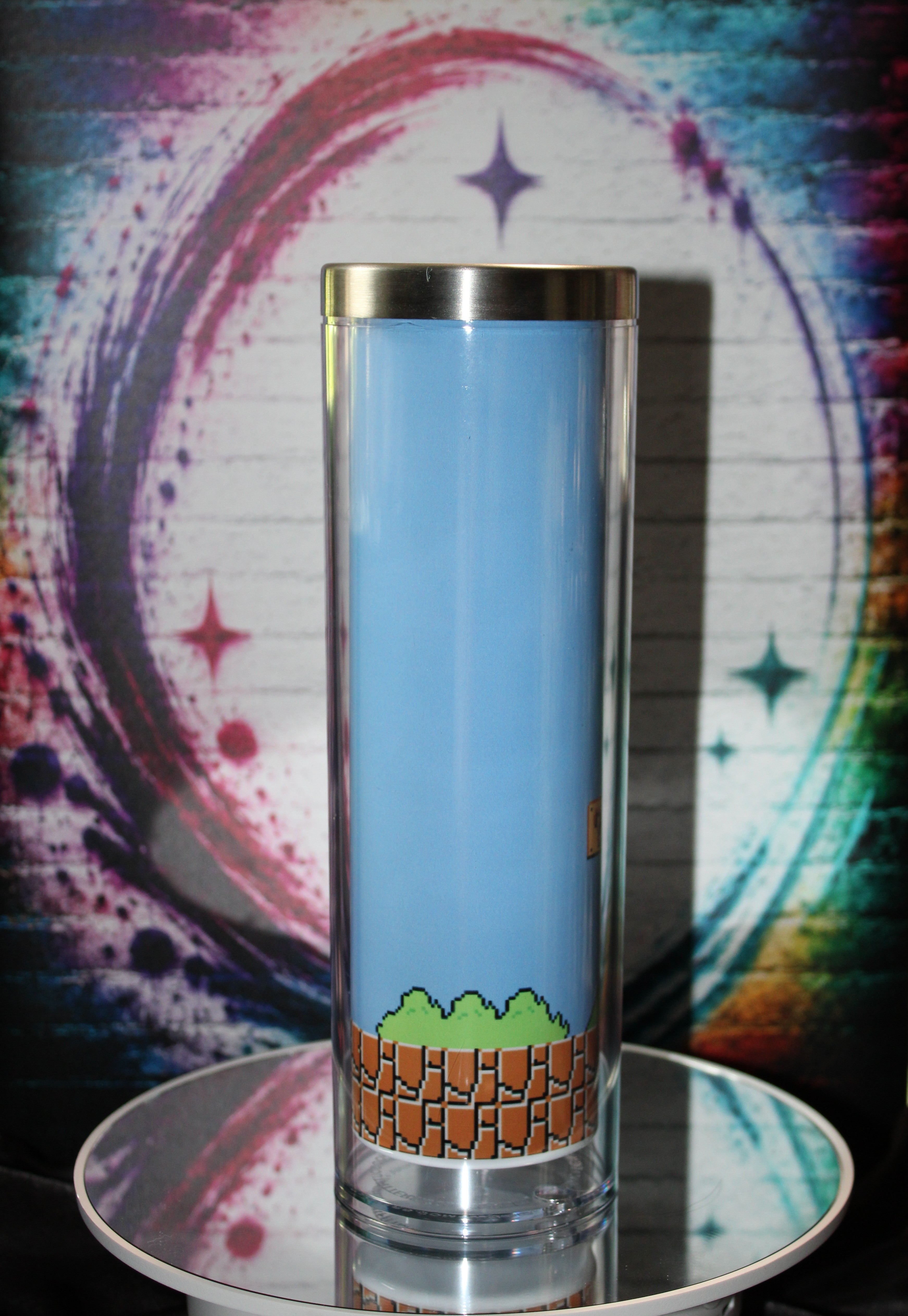 20oz Stainless steel snow globe tumbler / Mario
