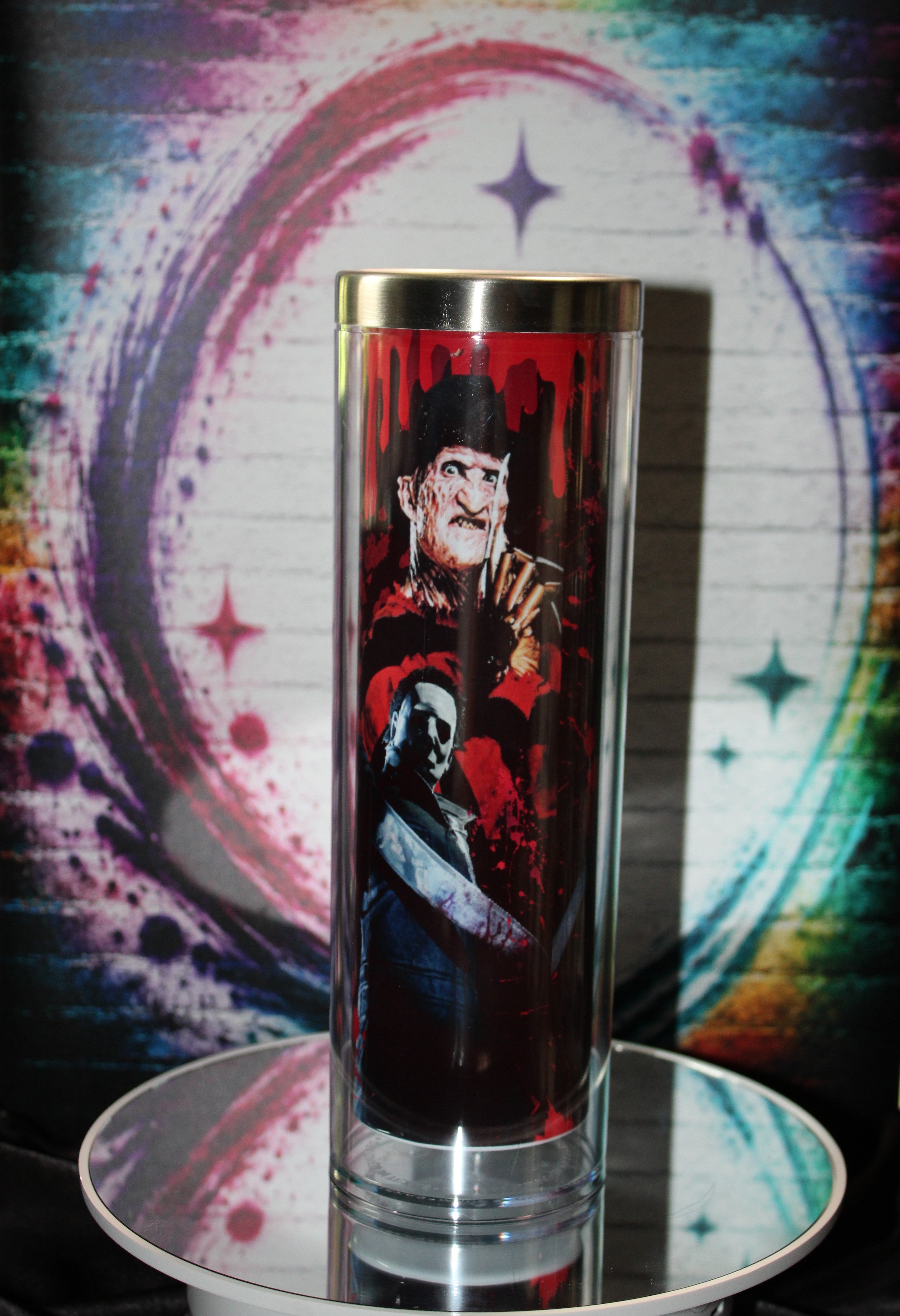 20oz Stainless steel snow globe tumbler / Scary Guys