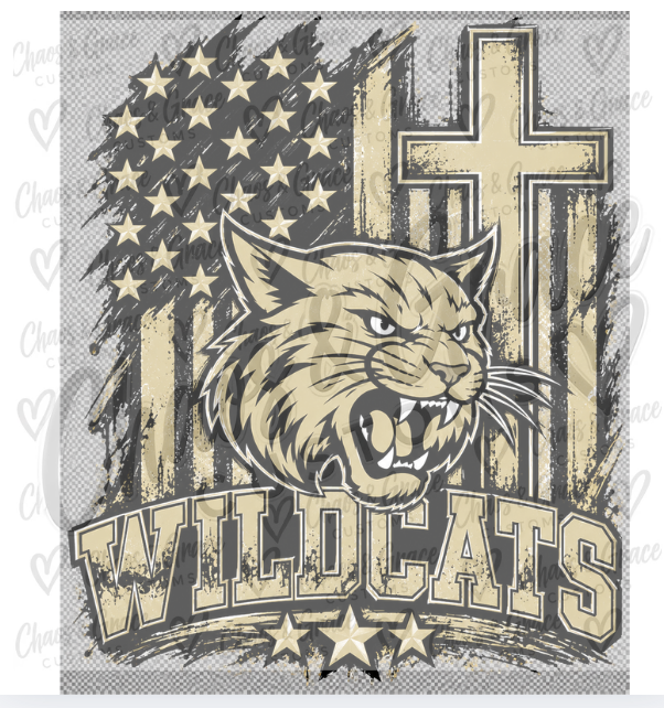 Seiling Wildcats Cross & Flag