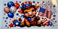 Red, white, & blue cow (115)