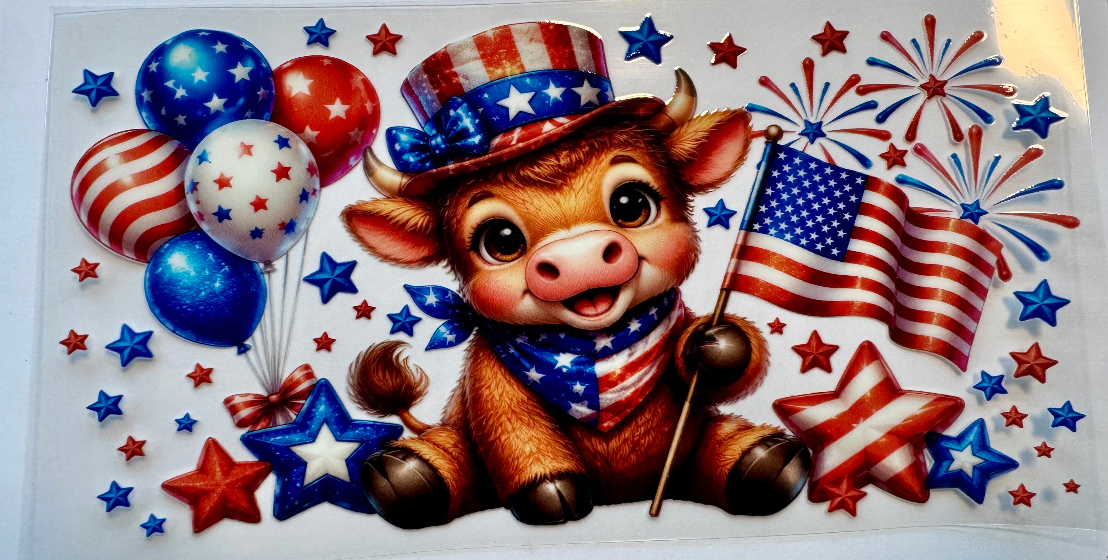 Red, white, & blue cow (115)